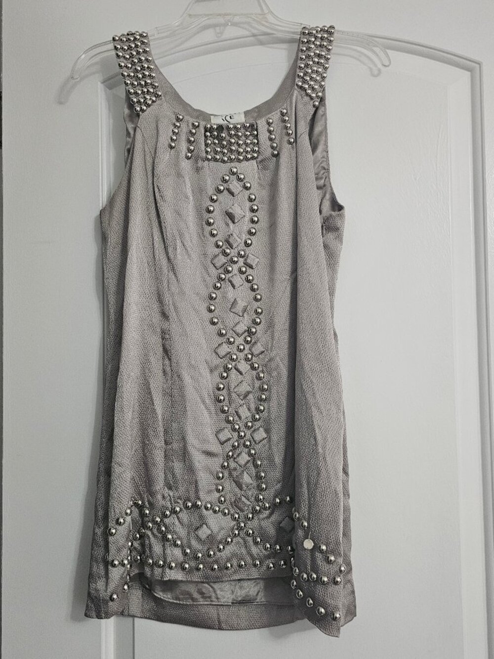 Vintage Silver Ice Brand Mini-dress with large silver beads